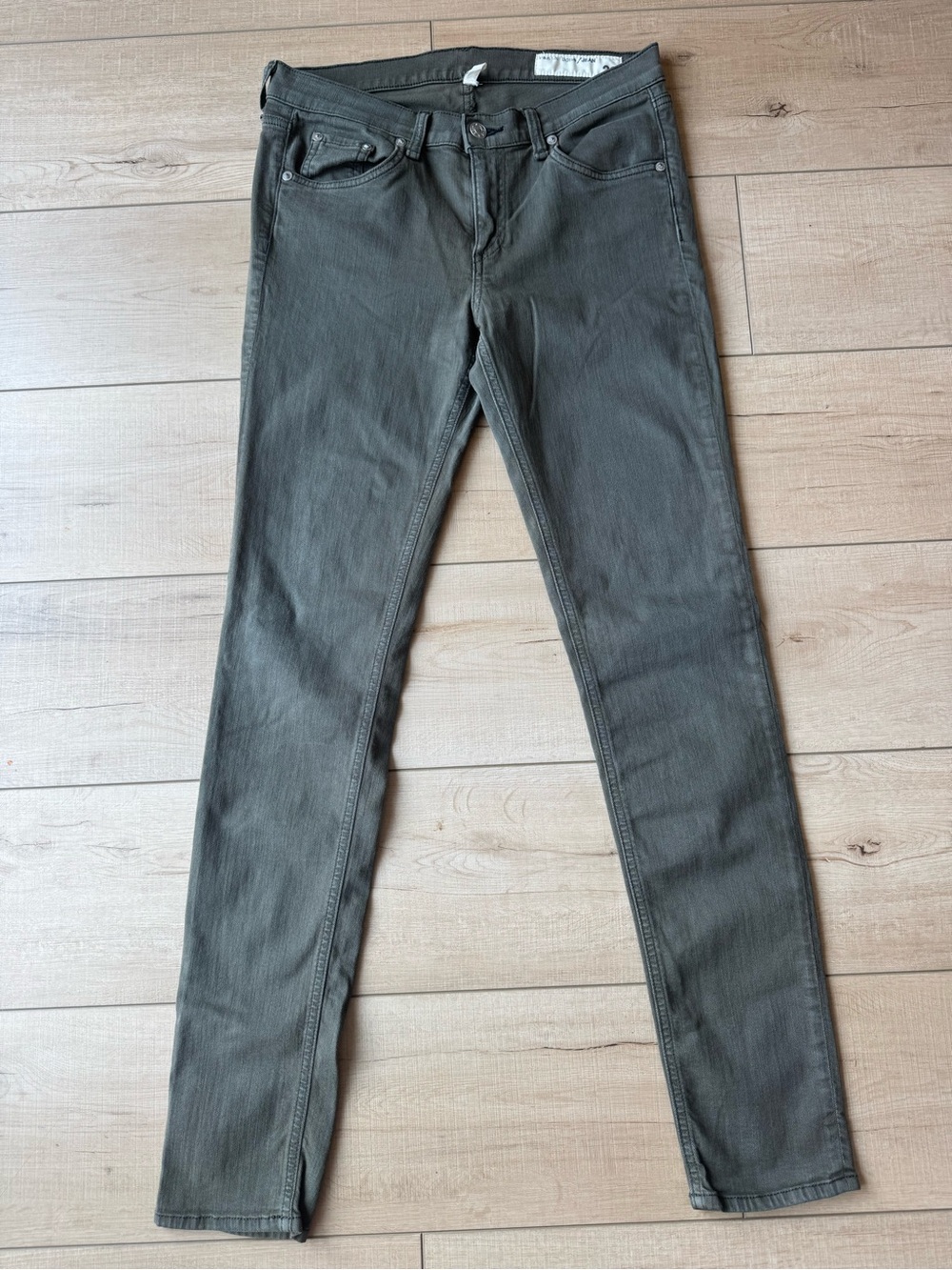 Rag & Bone Jean Olive Green Skinny Jeans Size 28 Mid Rise Stretch Denim